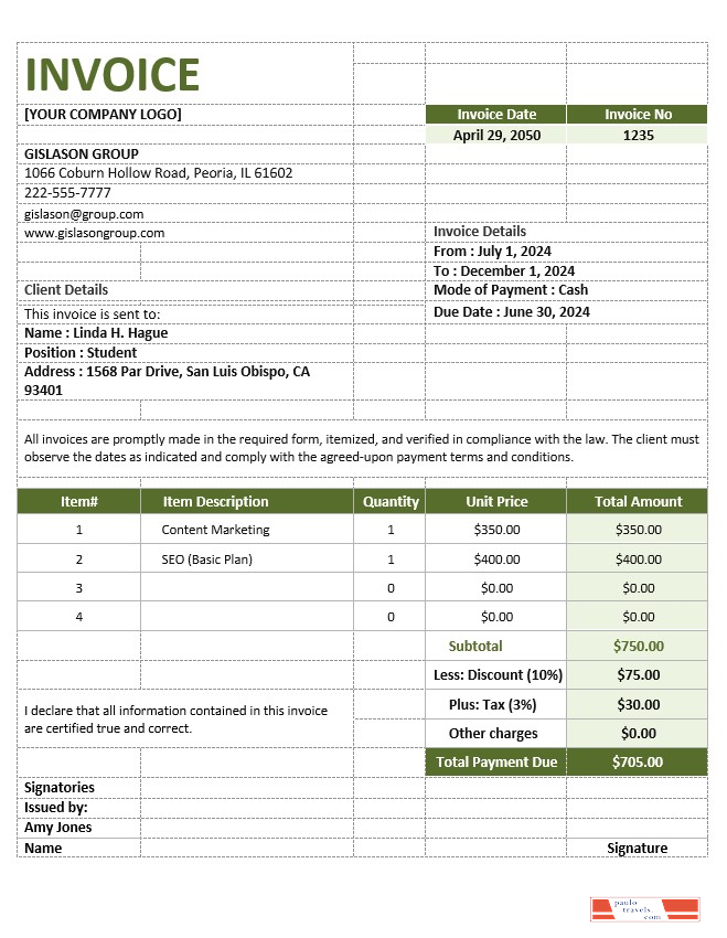 Simple Agency Invoice Template PSD template